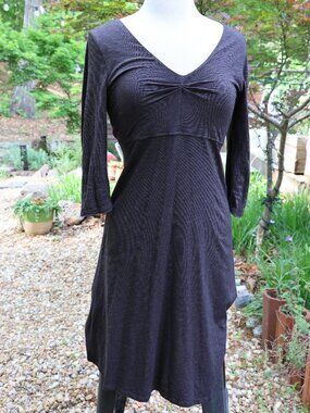 ~Horny Toad~Rosalinda Space Black 3/4 Sleeve Cotton Blend A Line Dress